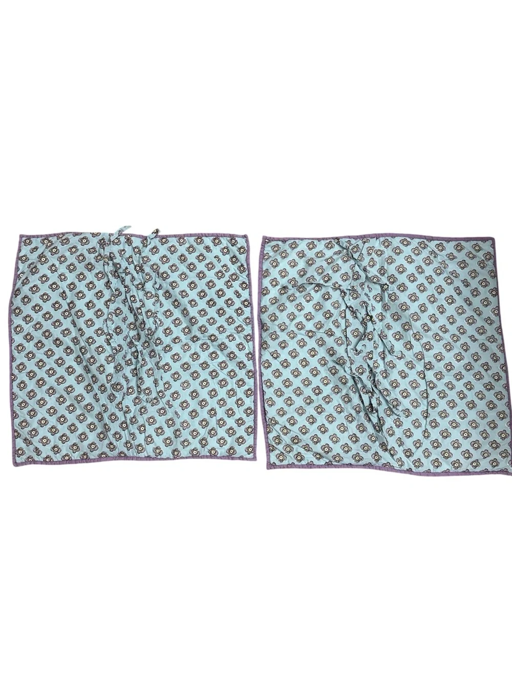 Pottery Barn Kids Floral Quilted Euro Shams Lavender Purple Set of Two